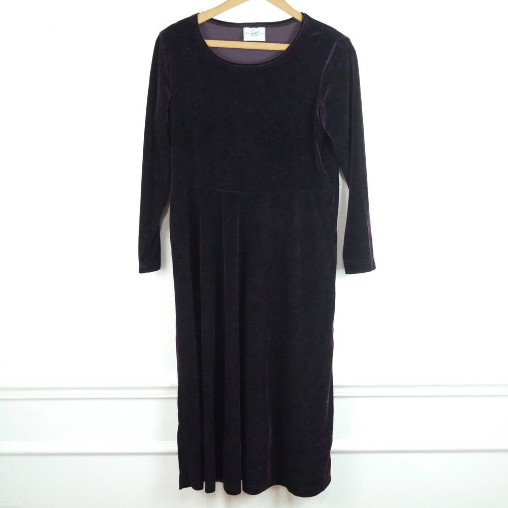 Vintage Purple Velvet Midi Dress P XL‎ Whimsigoth 90s Y2K Witchy Goth Grunge